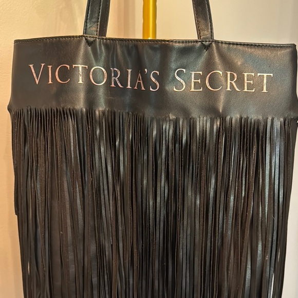 Victoria's Secret Black Fringe Tote with Cascading Tassels - Picture 2 of 12